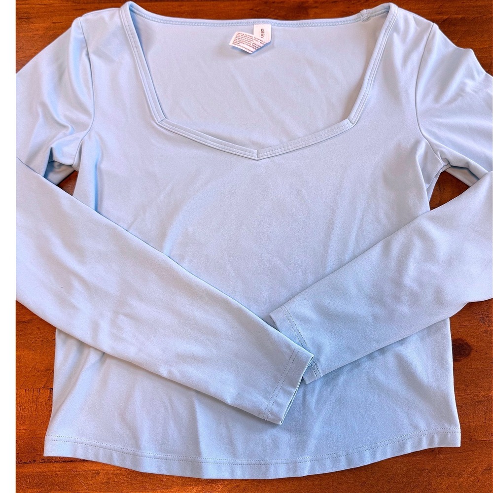 All In Motion Long Sleeve Stretchy Athletic XS Blue Crop Sweetheart Activewear